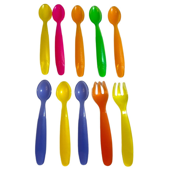 The First Years Baby Infant Feeding Spoons and Forks Plastic Lot of 10 Reusable - Picture 1 of 3